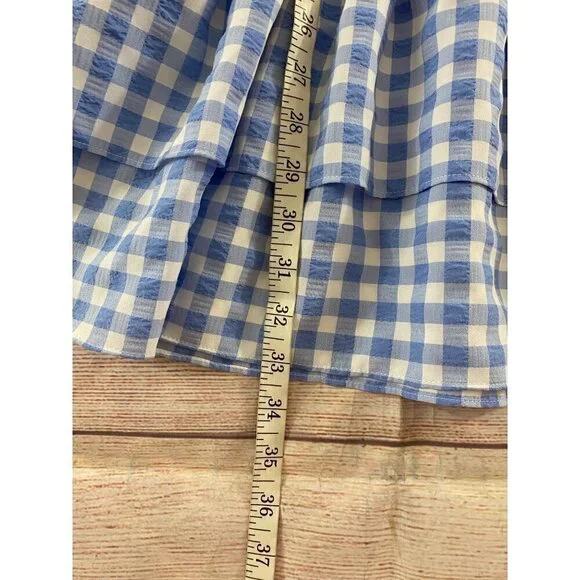 Sugar Lips Everleigh Gingham Blue And White Plaid Smoked Mini Dress - Medium - Picture 4 of 12